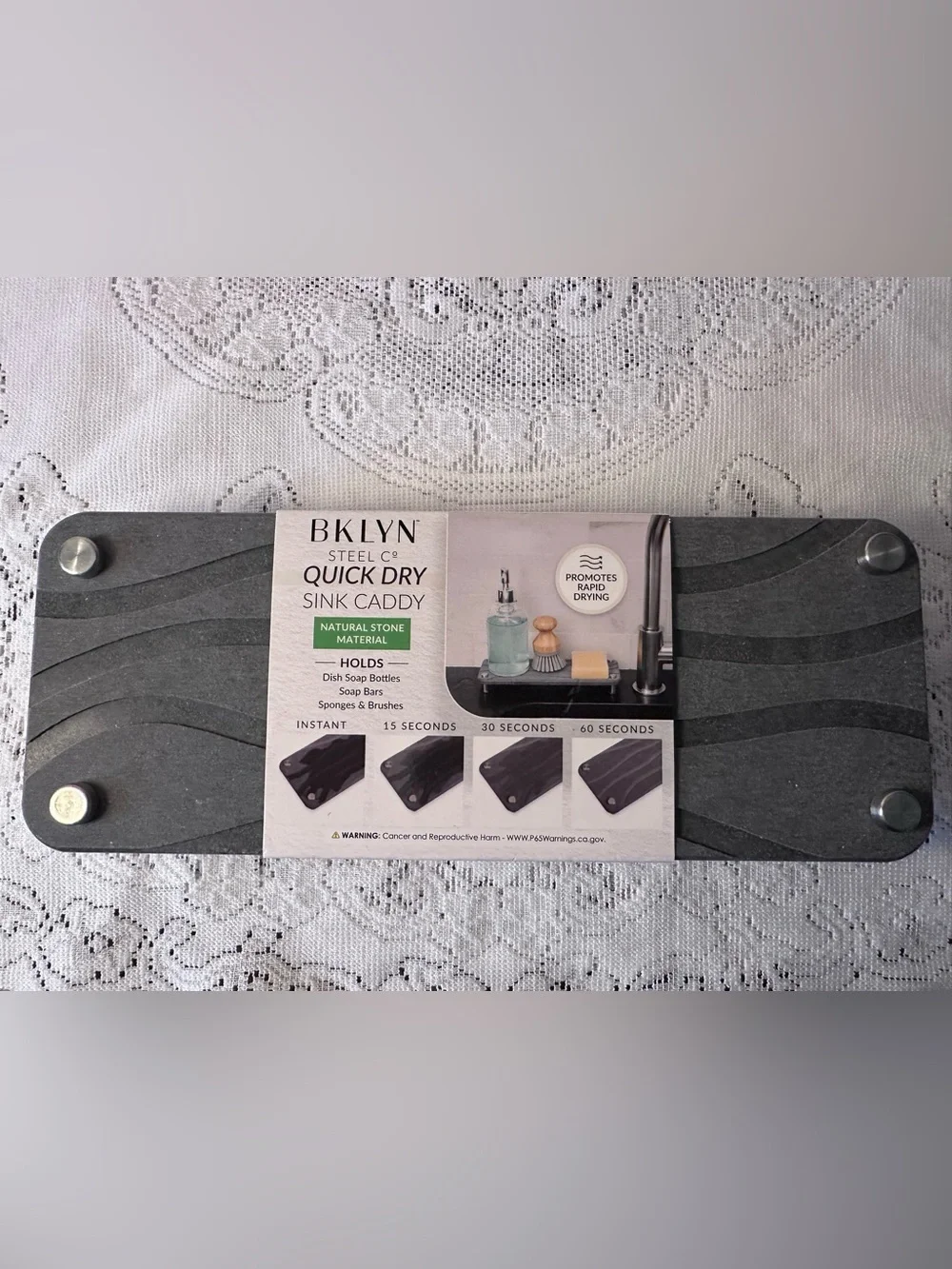 BKLYN Steel Core Quick Dry Sink Caddy - Dark Gray